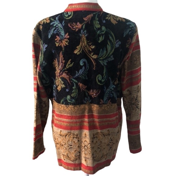 Sag Harbor Vintage Style Jacquard Pattern Collarless Jacket Coat Size 16 - Picture 4 of 14